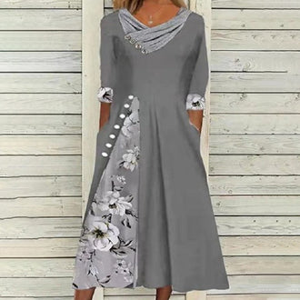 Lappverk Kjole med halve ermer og trykk