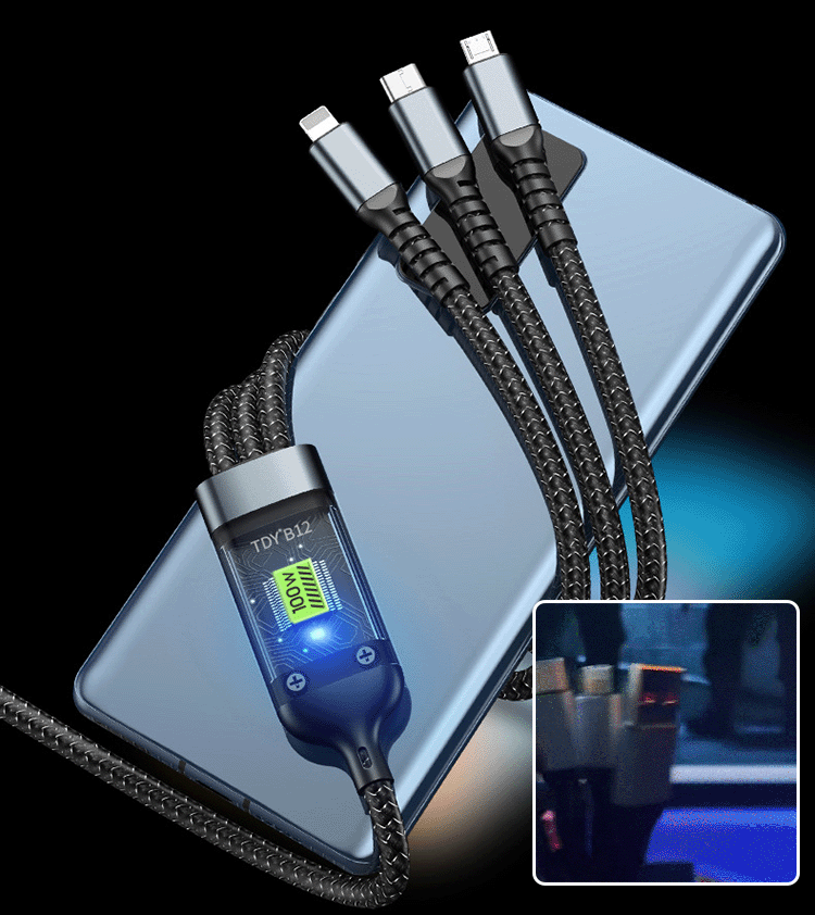 Superrask ladet 3-i-1 datakabel