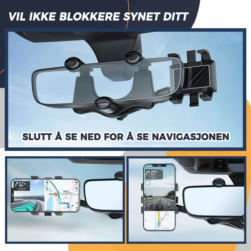 Roterbar og uttrekkbar telefonholder for bil