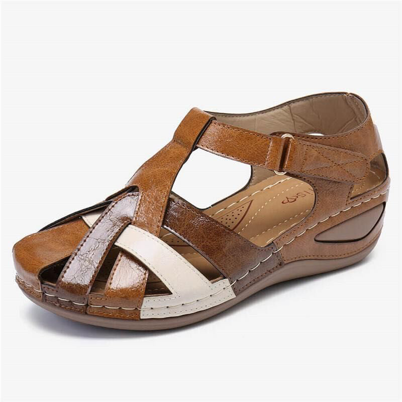 Dame Retro Runde Tå Kryss Spenne Sandaler