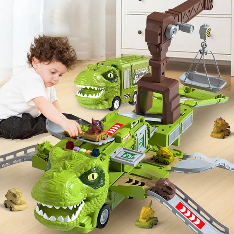 Nytt Dinosaur Transforming Engineering Truck Track Lekesett