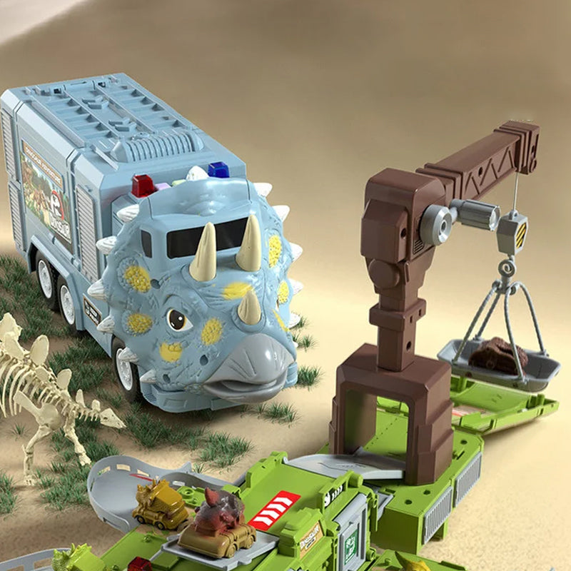 Nytt Dinosaur Transforming Engineering Truck Track Lekesett
