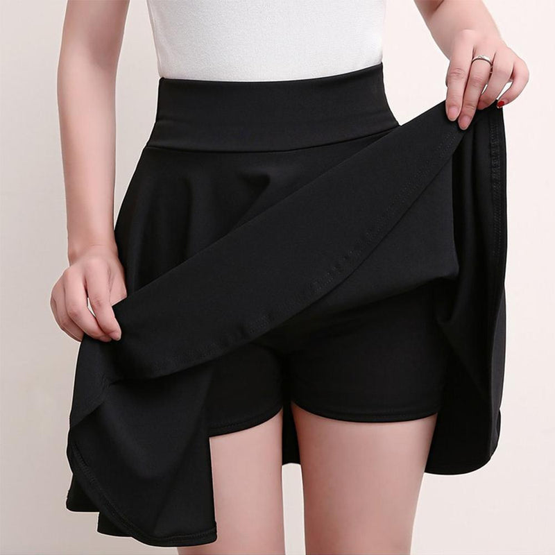 A-line shorts-skjørt med folder og elastisk midje
