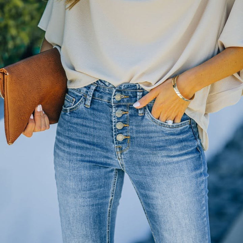 70-talls vintage jeans med høy midje og utsvingte ben