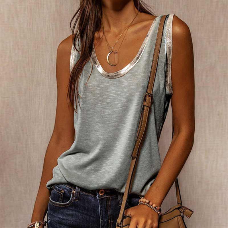 Solid tanktopp med rund hals
