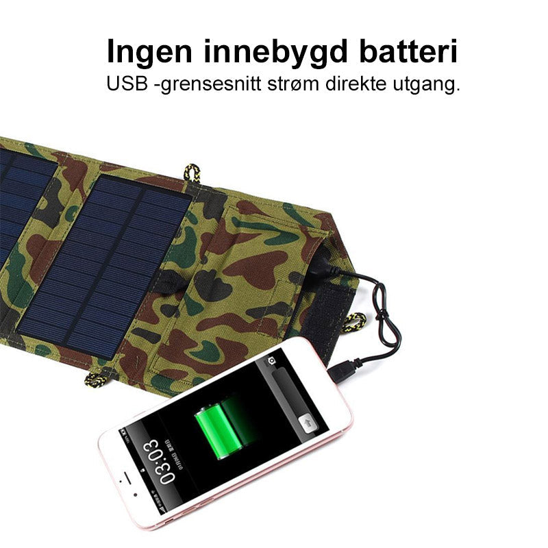 8W bærbar solcellepanellader