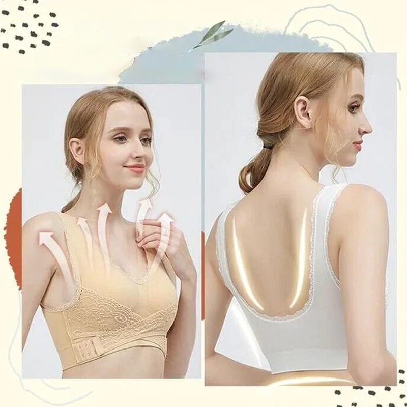Løftende bøyle-fri BH med blonde kryss-spenne foran