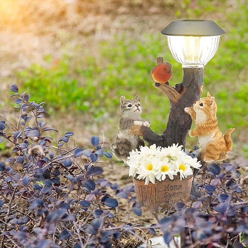 Katte og hund LED lys skulptur