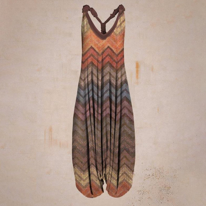 Forhåndssalg-Tanktop jumpsuit med tropisk trykk