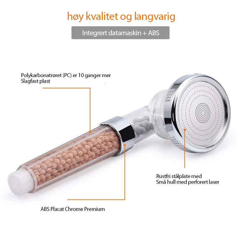 Høytrykks ionefilter dusjhode