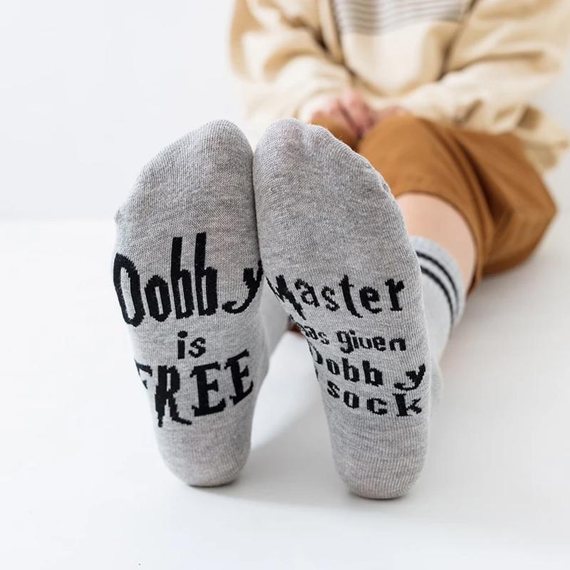 Dobby trendy bomullssokker med skrift