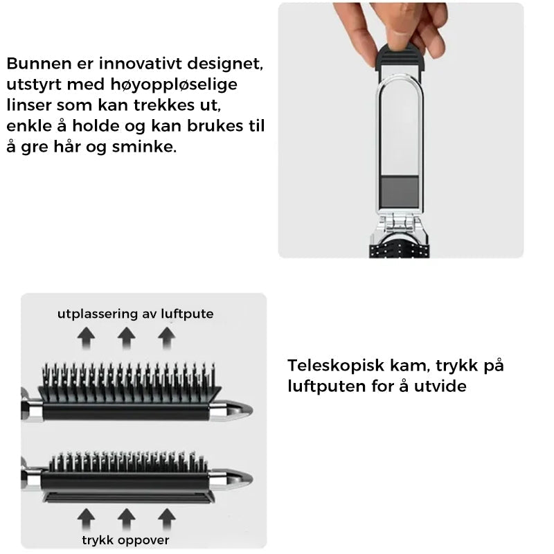 Reise sammenleggbar speil hårbørste