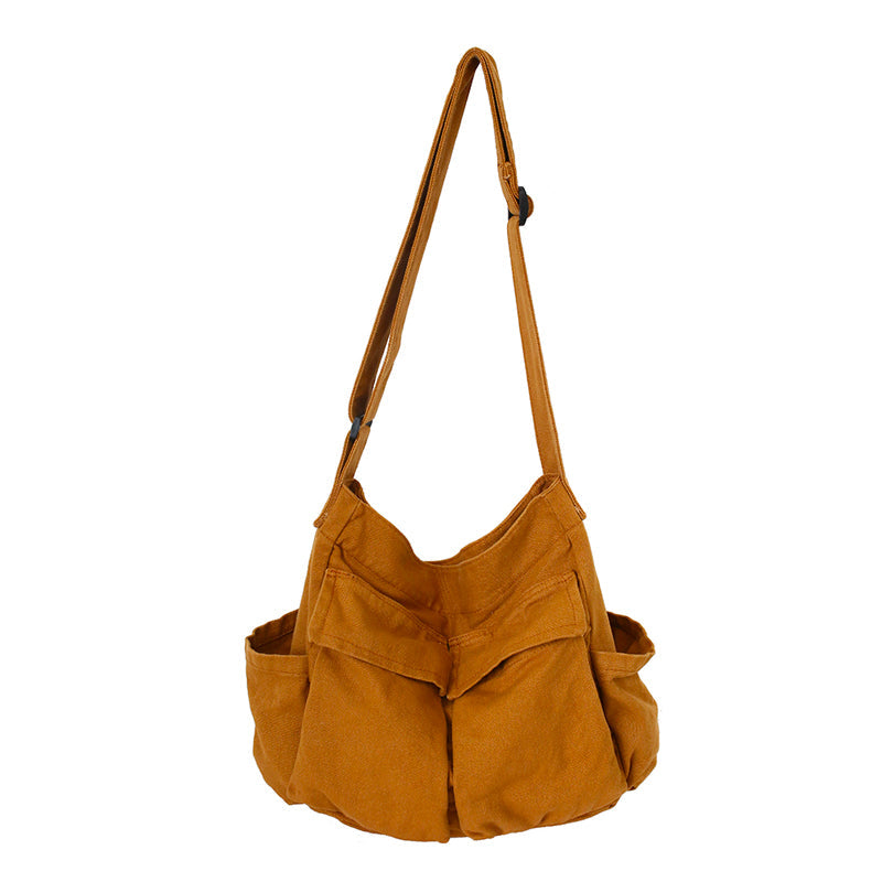 Lerret Ensfarget Messenger Bag
