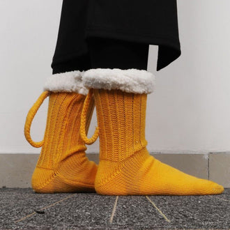 Morsom ølkrus Strikket hanske sokkeluesett