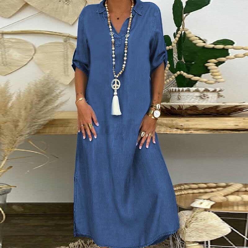 Ensfarget denimkjole