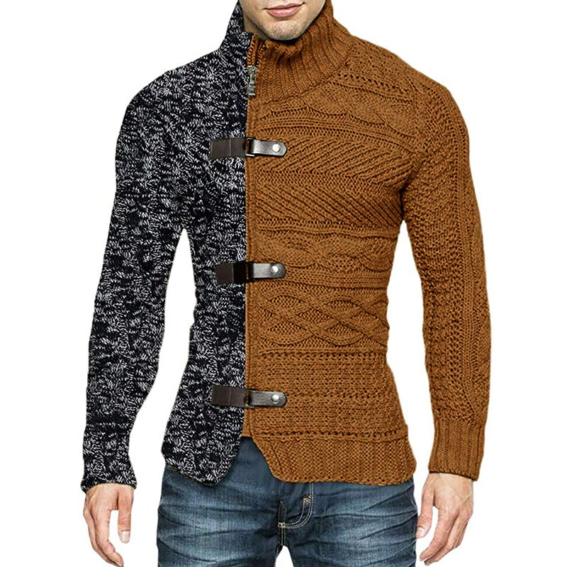 Fargematchende langermet strikket cardigan for menn