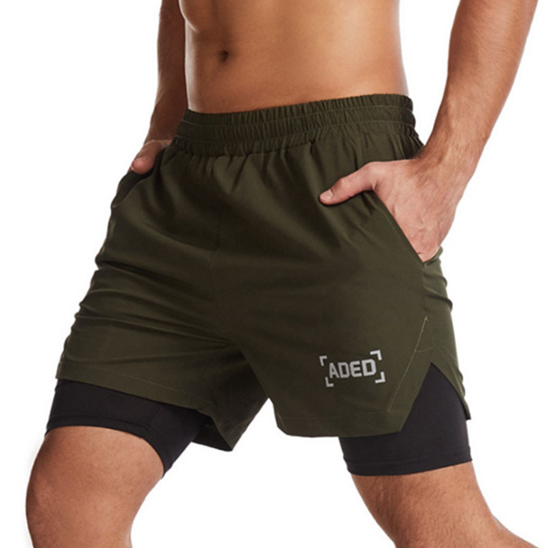 Vevd, dobbeltsidig sportsshorts for menn