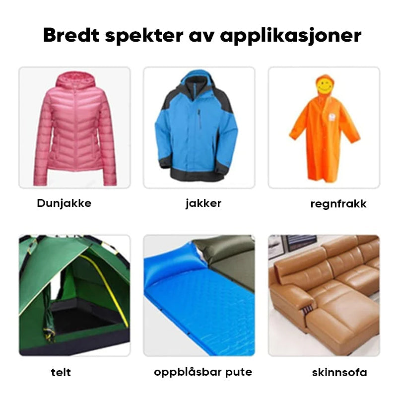 Selvklebende reparasjonslapper for dunjakke