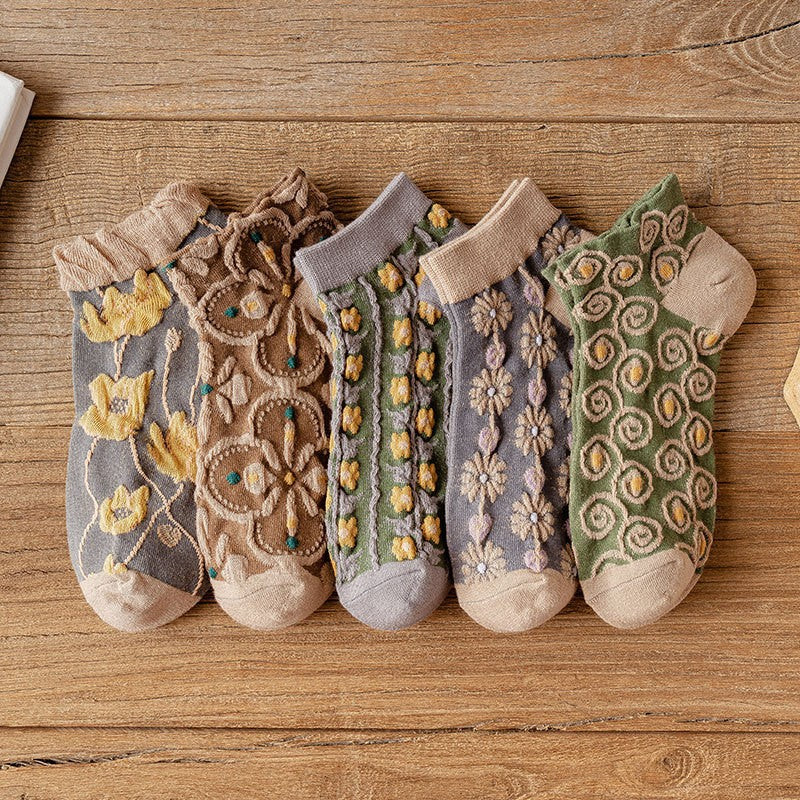 Bomullssokker for kvinner med blomstermotiv