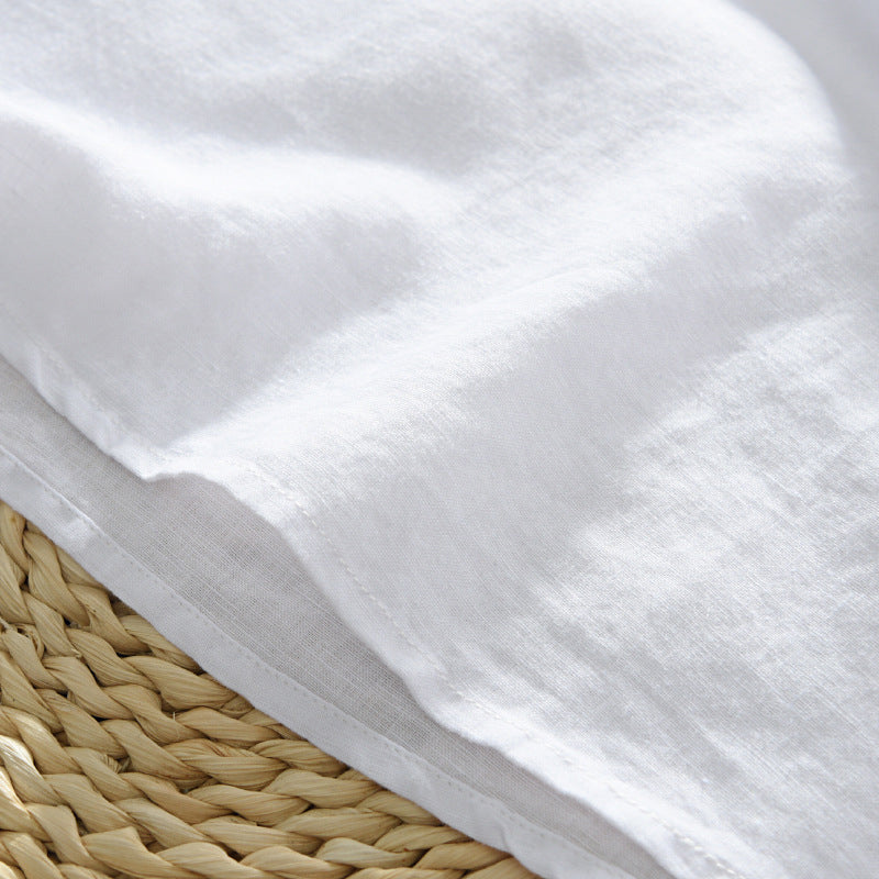 Herre sommer chinoiserie linskjorte med knapper