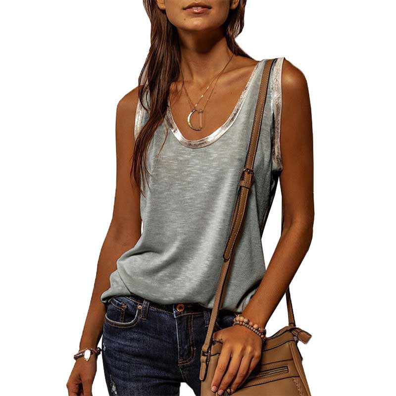 Solid tanktopp med rund hals