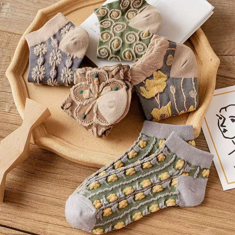 Bomullssokker for kvinner med blomstermotiv