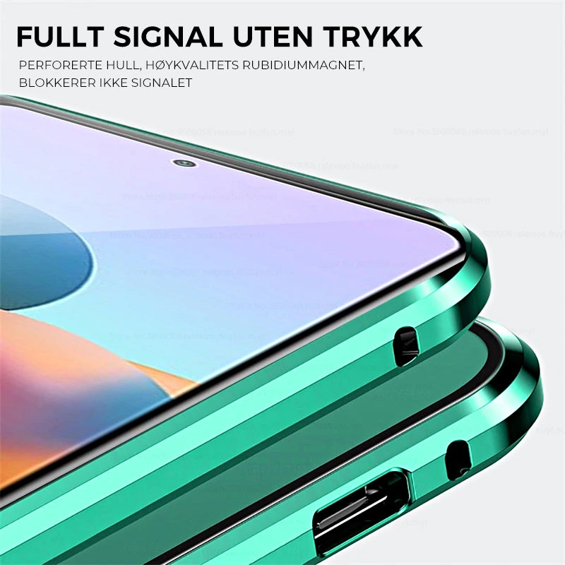 Magnetisk herdet glass Dobbeltsidig telefonveske til Samsung og iPhone