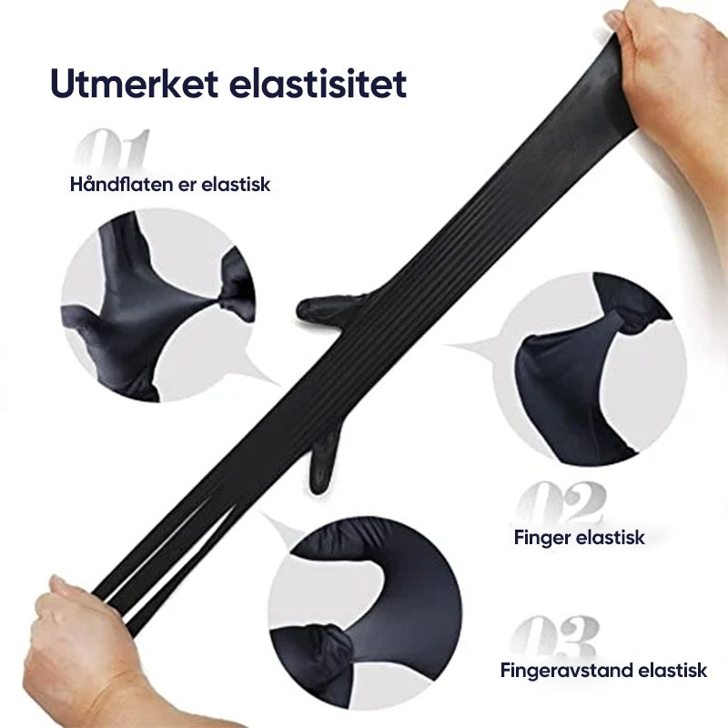 100 STK Engangs sorte nitrilhansker