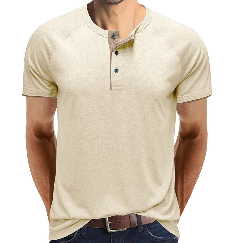 Henley Collar sommer T-skjorte for menn