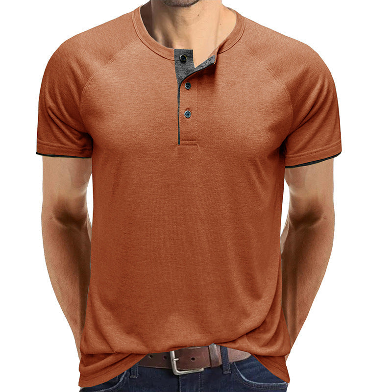 Henley Collar sommer T-skjorte for menn