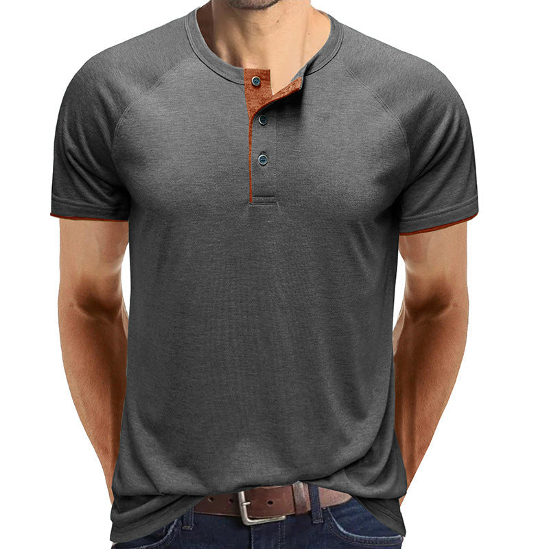 Henley Collar sommer T-skjorte for menn