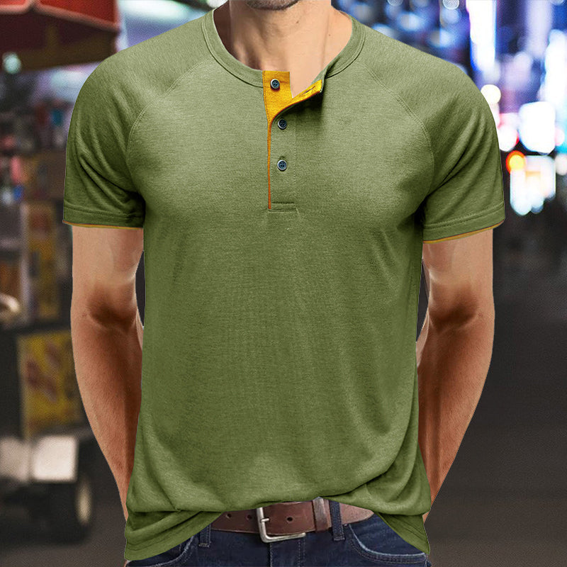 Henley Collar sommer T-skjorte for menn