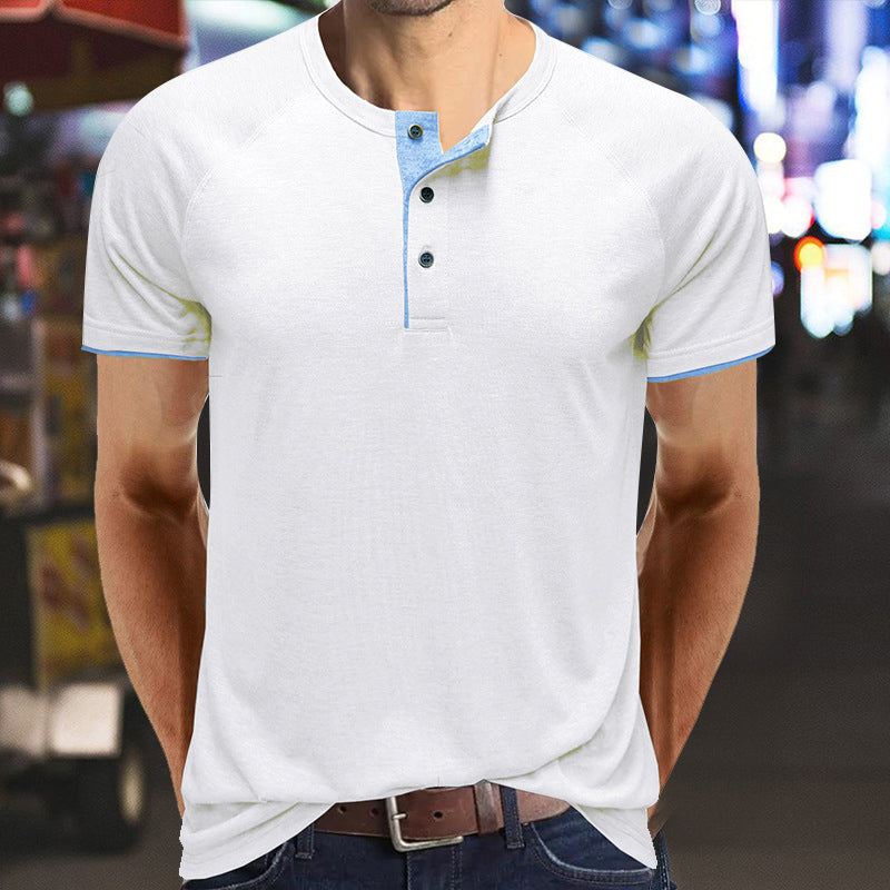 Henley Collar sommer T-skjorte for menn