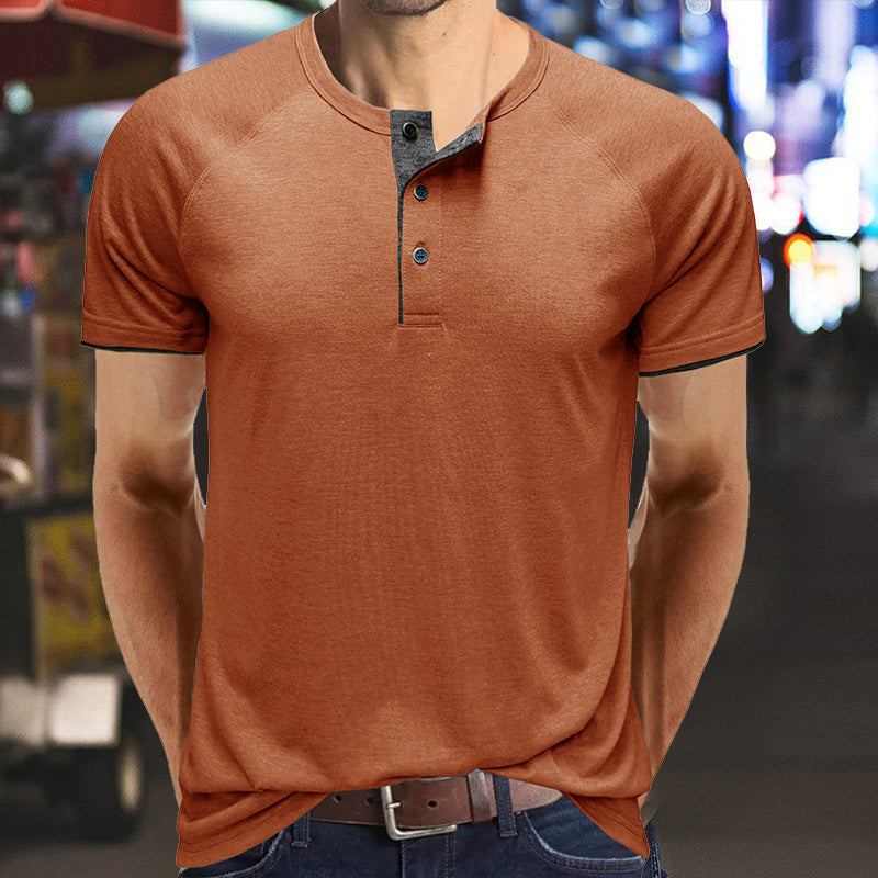 Henley Collar sommer T-skjorte for menn